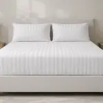 Agha Home Essential Comfort Microfiber Fitted Sheet White Stripe