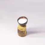 Coconut Shell Candle Bowl on Rustic Stacked Wood Base