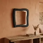 Handmade Organic Boho Wall Mirror with Black Frame