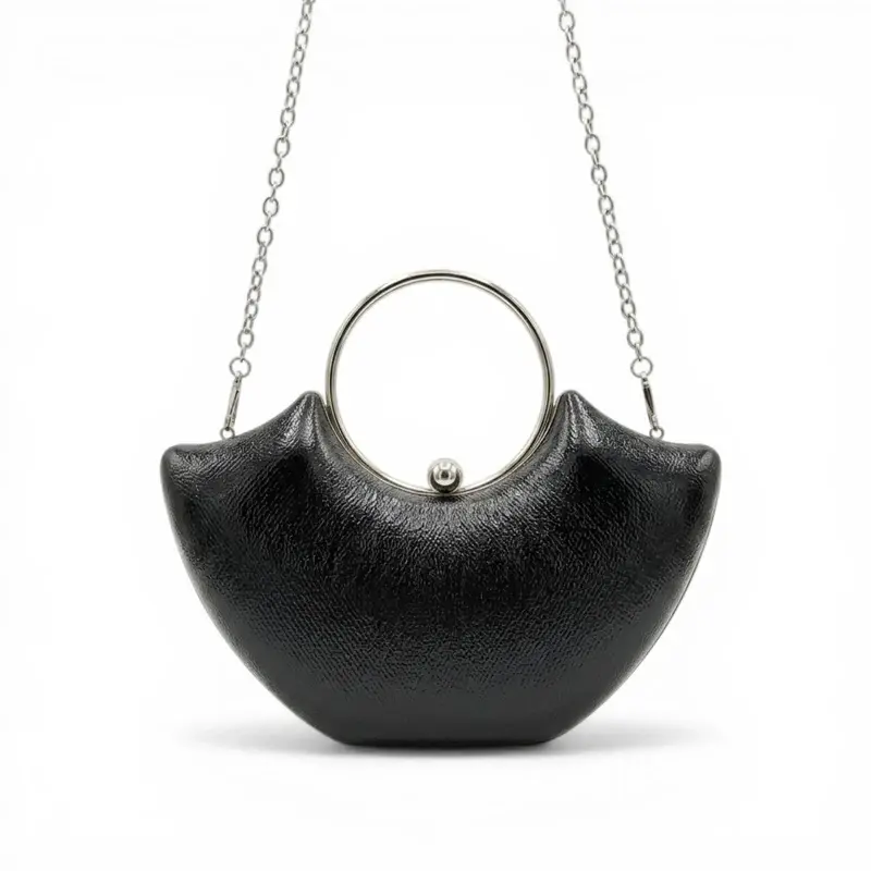 Silver Crescent Bag with Circular Handle VS-51