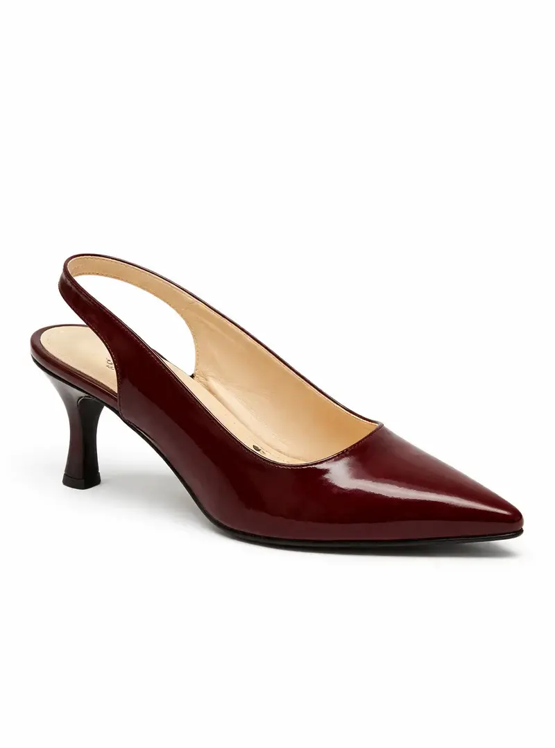 Shiny Step Slingback Heels C-103