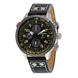 SEIKO Men's Hand Watch PROSPEX Black Leather Band, Black Dial SSC423P1
