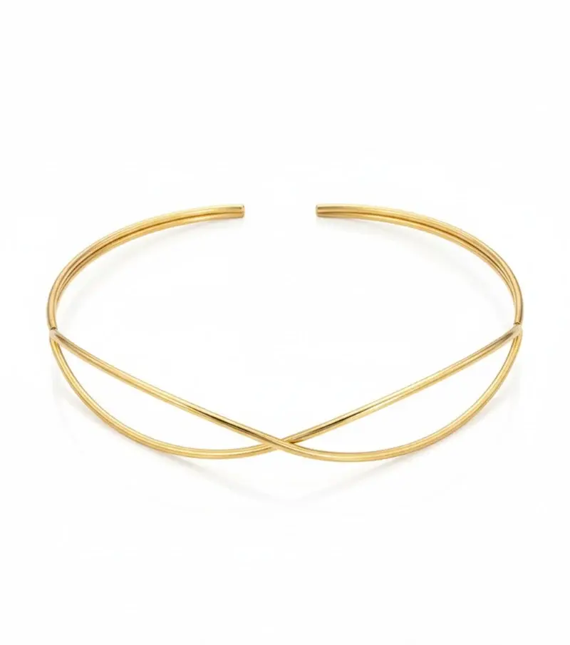Intertwined Metal Collar Necklace N-70