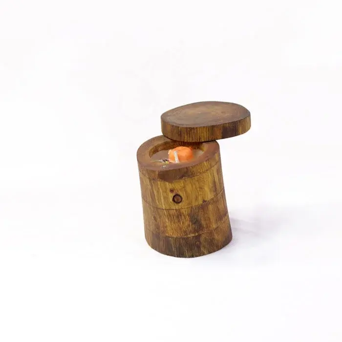 Handmade Natural Candle Natural Wooden Container with Hinged Lid – Handcrafted Elegant Design