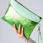 Metallic Texture Clutch-light green