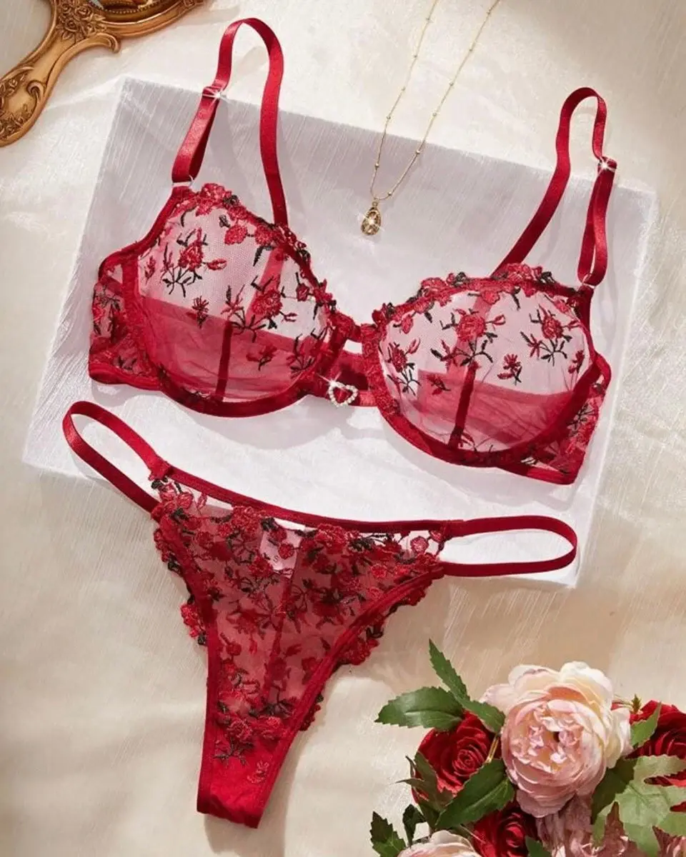 Scarlet Bloom Lingerie Set