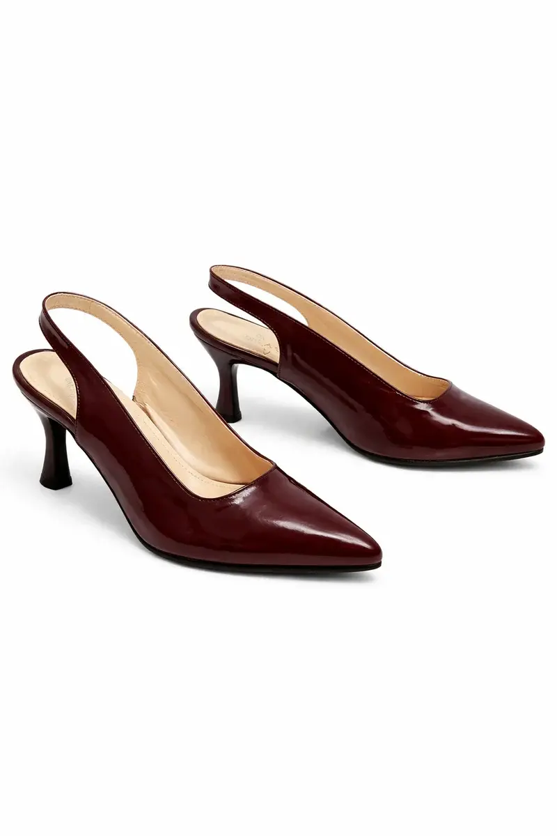 Shiny Step Slingback Heels C-103