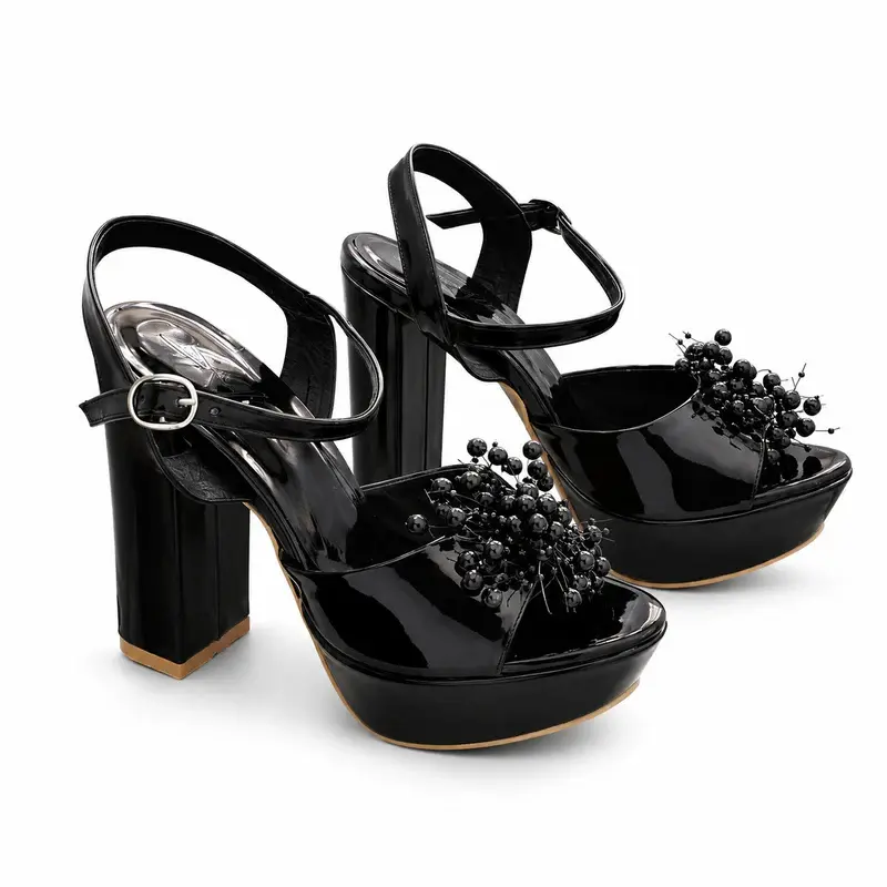 Beaded Embellished Platform Sandals C-124