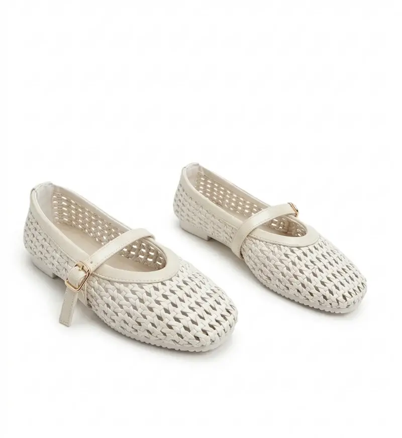Elegant Woven Ballet Flats with Front Strap BN-56