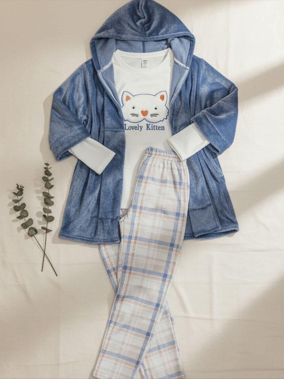 3pcs blue pyjama set