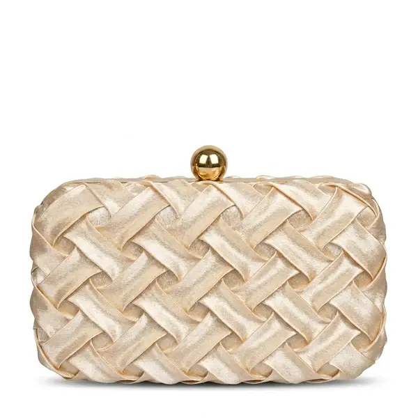 Woven Evening Bag with Gold Ball Clasp VS-61