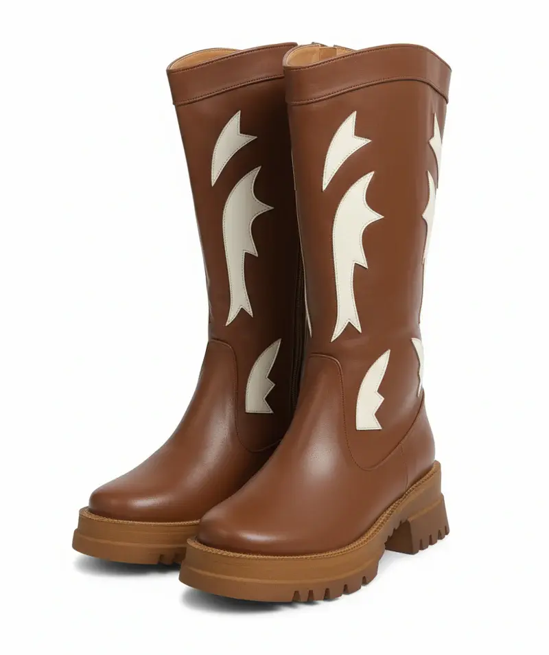 boot with a bold design mid heels B-42