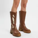 boot with a bold design mid heels B-42