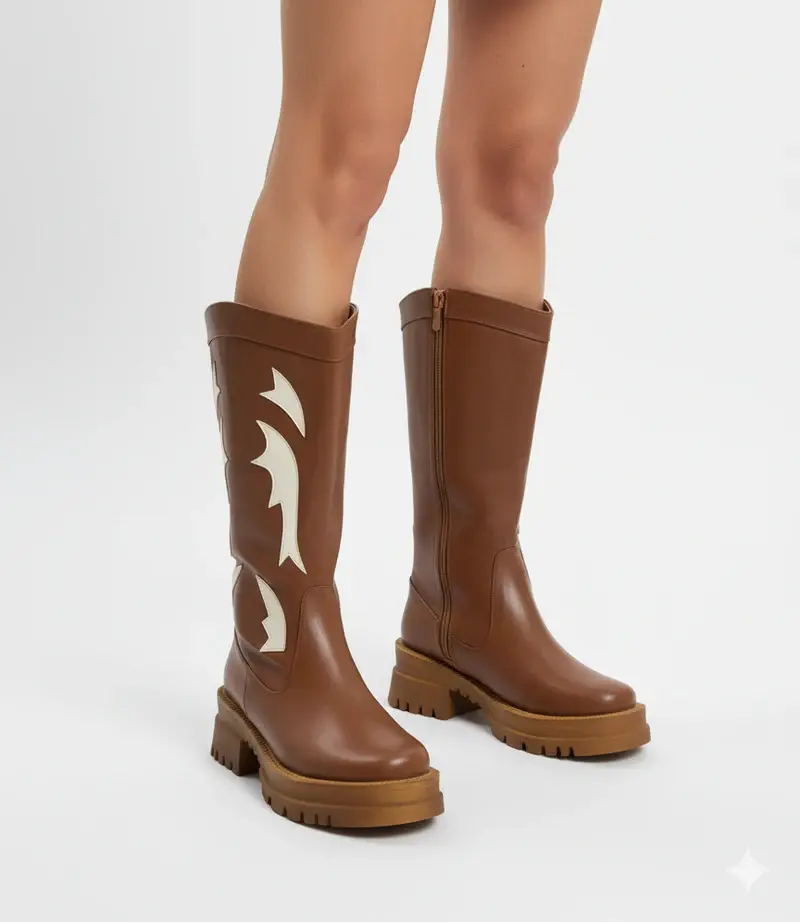 boot with a bold design mid heels B-42