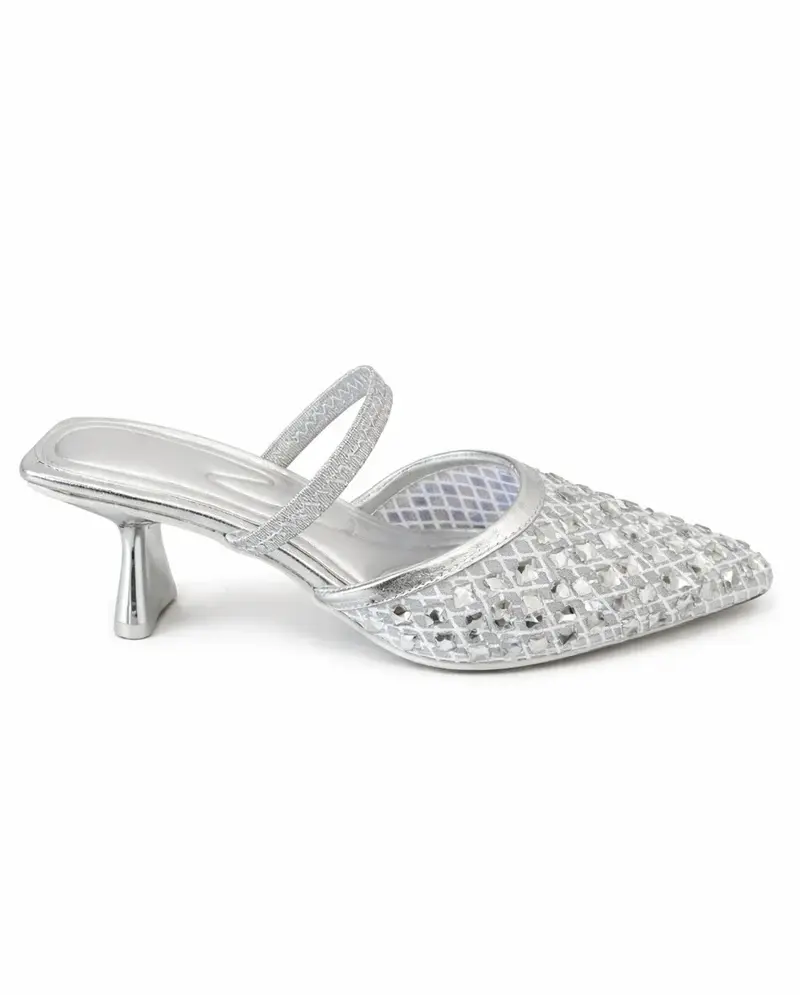 Elegant Embellished Mesh Heels C-83