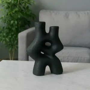 Handmade Pottery Vase with Dual Openings