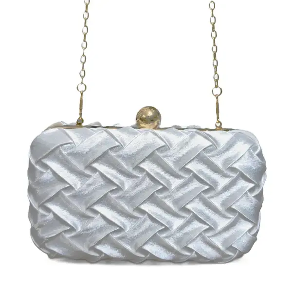 Woven Evening Bag with Gold Ball Clasp VS-61