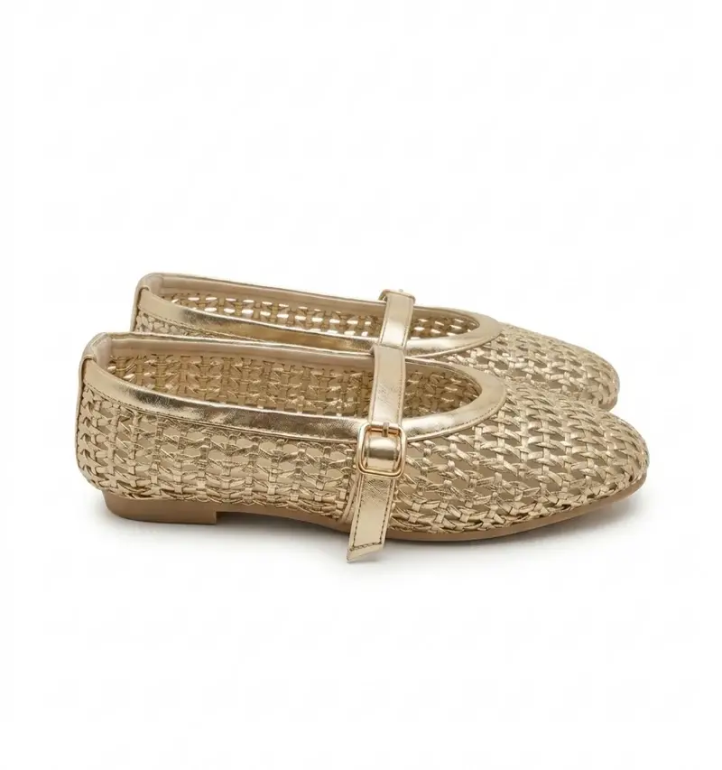 Elegant Woven Ballet Flats with Front Strap BN-56