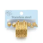 3-Pair Gold Stud & Hoop Earring Set EA-219