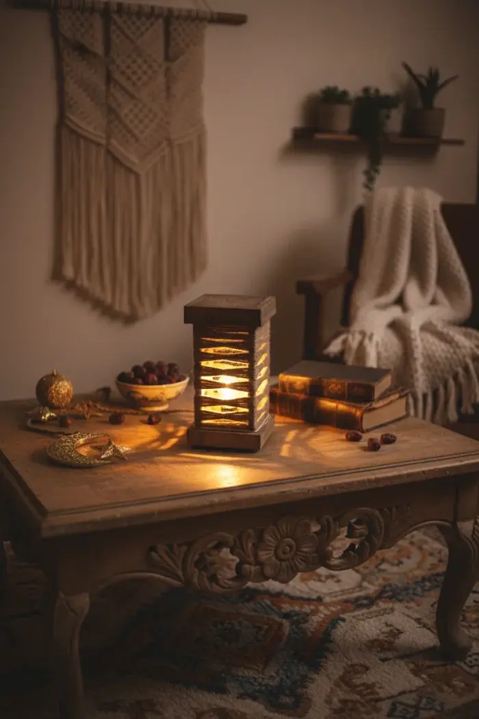 Decorative Wooden Lamp with Warm Light – A Natural Artistic Touch for Any Space