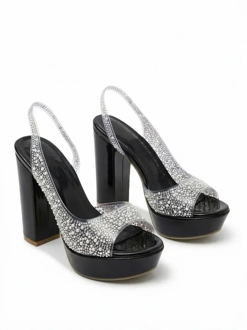 Embellished Evening Block Heel Sandal C-99