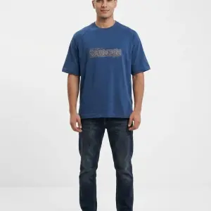 Blue Oversized Balmain Chest Print T-Shirt