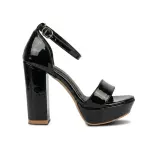 Elegant Glossy Block Heel Sandals C-129