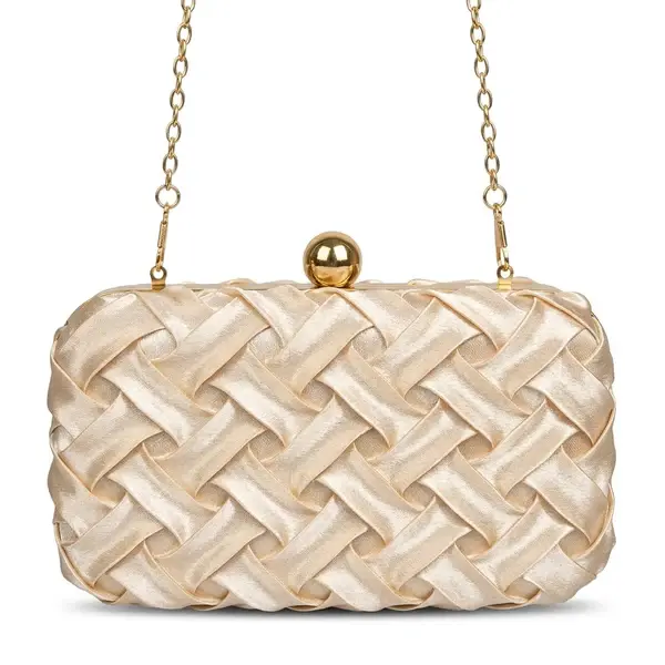 Woven Evening Bag with Gold Ball Clasp VS-61