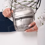 Metallic Puffy Cross Bag Silver