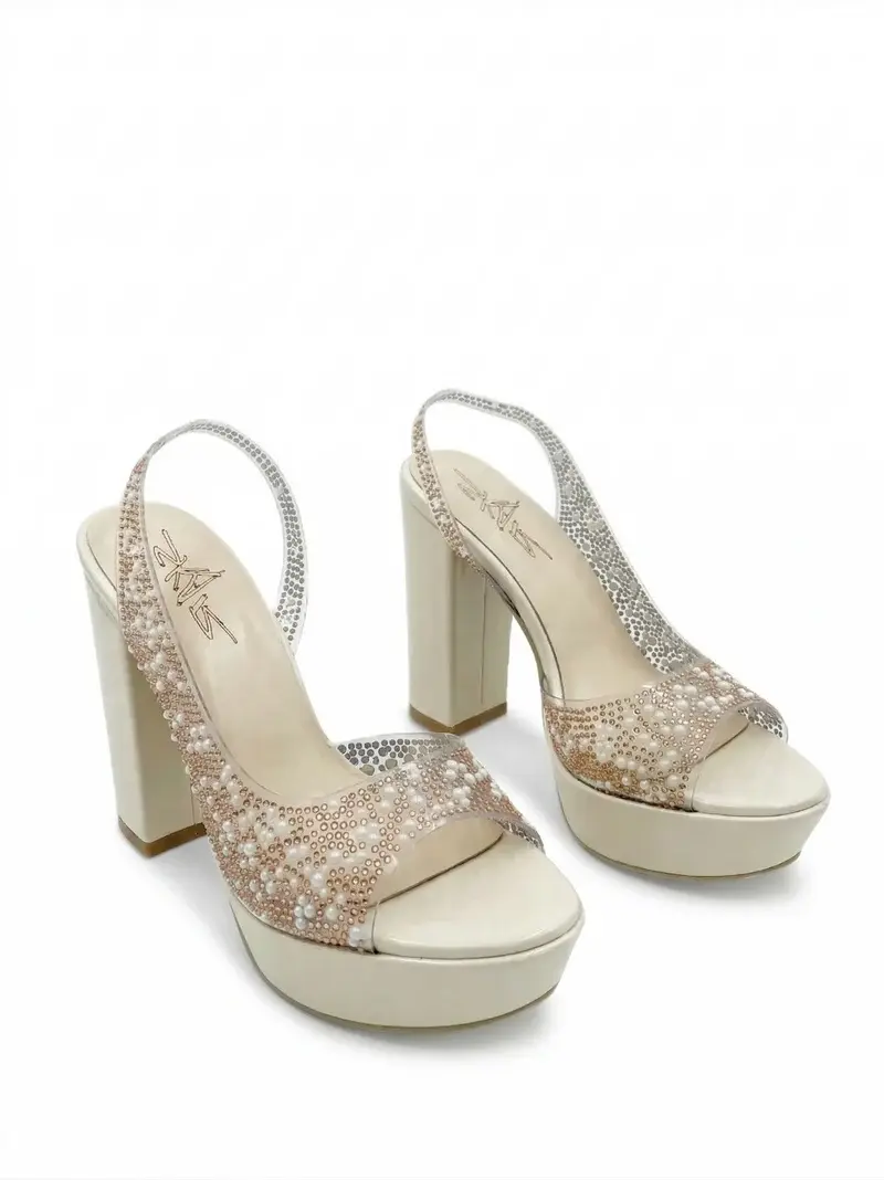 Embellished Evening Block Heel Sandal C-99