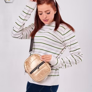 Metallic Puffy Cross Bag Gold