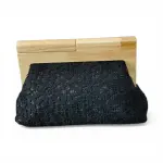 Floral Embroidered Clutch with Natural Wooden Frame VS-54