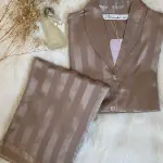 Nude striped jacquard pjs