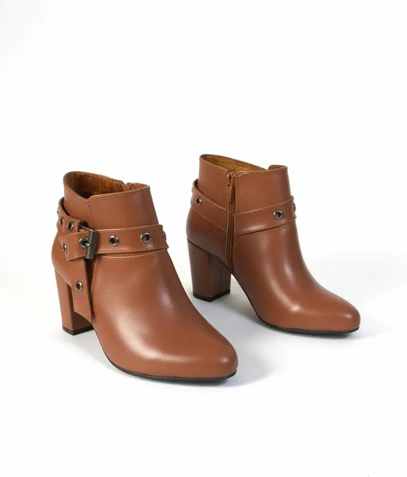 Boot Mid Heels Leather R-510