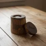 Handmade Natural Candle Natural Wooden Container with Hinged Lid – Handcrafted Elegant Design