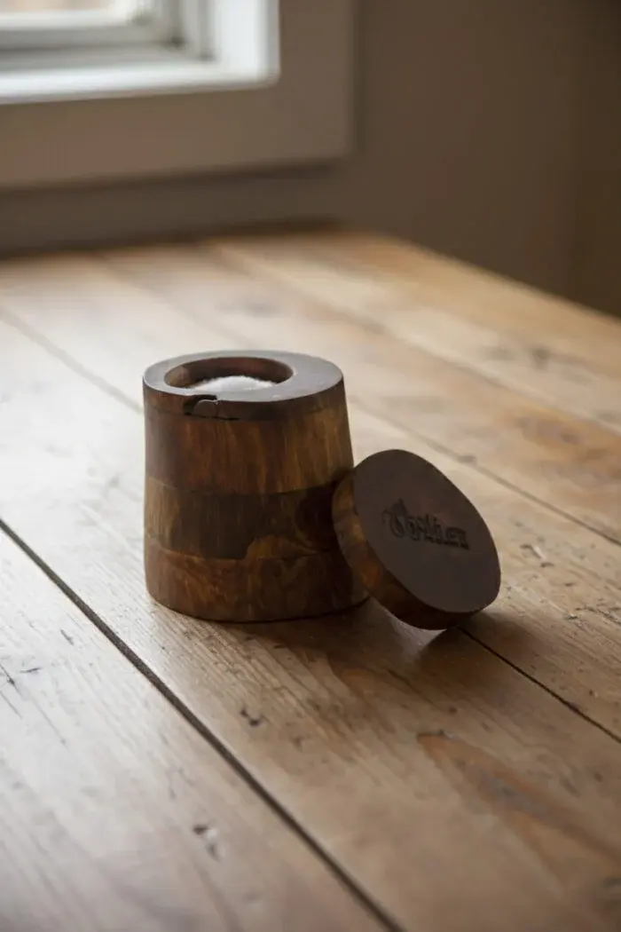 Handmade Natural Candle Natural Wooden Container with Hinged Lid – Handcrafted Elegant Design
