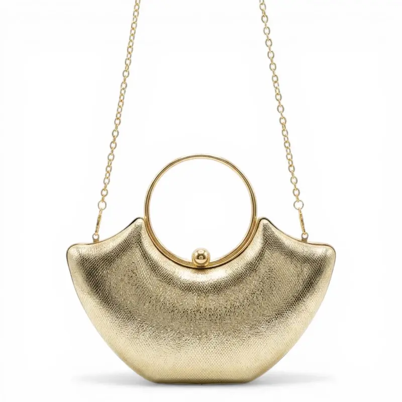 Silver Crescent Bag with Circular Handle VS-51