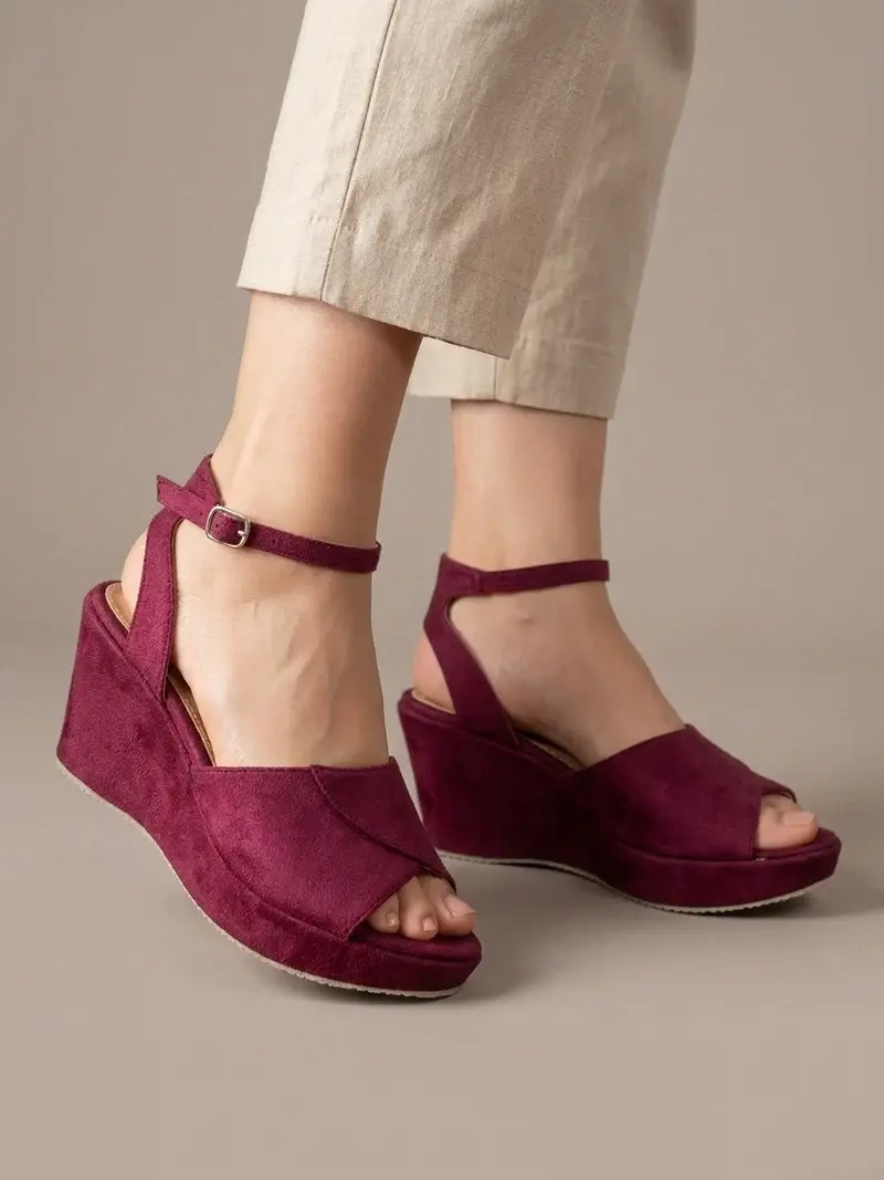 Sandal Wodge Heel With Belt Buckle-W-6