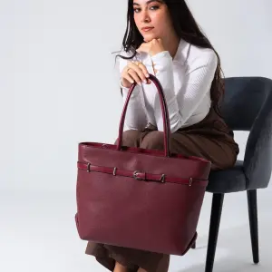 Classic Belt Detail Tote-marron