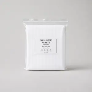 Agha Home Essential Comfort Microfiber Fitted Sheet White Stripe