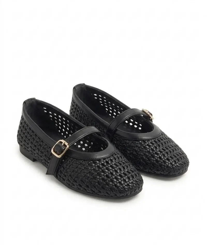 Elegant Woven Ballet Flats with Front Strap BN-56