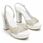 Embellished Evening Block Heel Sandal C-99