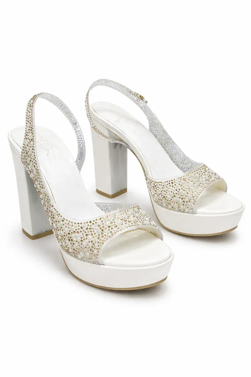Embellished Evening Block Heel Sandal C-99