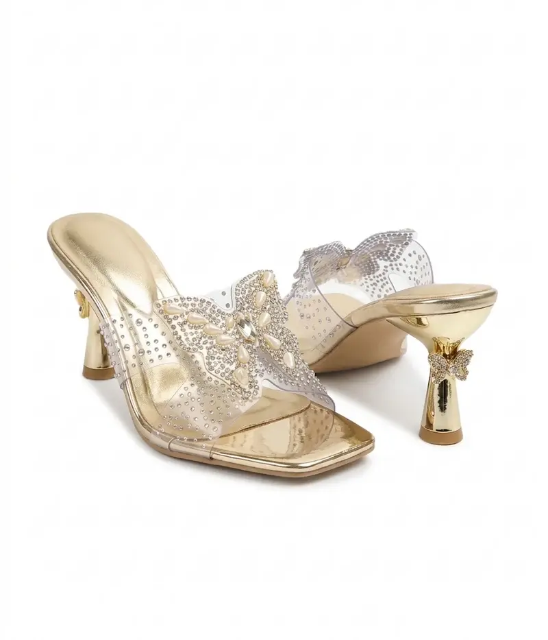 Elegant Clear Heels with Sparkling Butterfly Detail S-8
