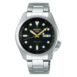 SEIKO Men's Hand Watch 5 SPORTS Stainless Band, Black Dial SRPE57K1