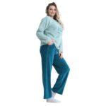 Soft Velvet Pajama Set – Cozy “Good Night” Embroidered Loungewear
