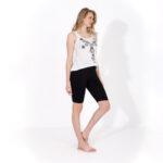 Sleeveless Pajama Set with Printed Top and Fitted Shorts