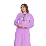 Mauve Velvet Cotton Abaya with White Embroidery – Winter Edition