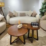 brown round sofa