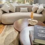 brown round sofa